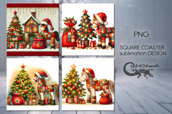 Christmas patchwork | 4 square coaster sublimation designs 2 Product Image 1