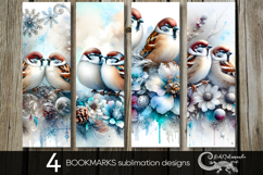 Christmas birds | 4 Xmas bookmarks sublimation designs Product Image 1
