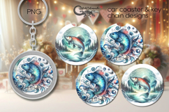 Fish On | fishing coaster &amp; key chain sublimation design P2 Product Image 1