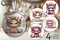 Good Morning | 4 coffee round ornaments sublimation P2 Product Image 1