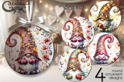 Easter gnome | 4 round ornaments sublimation designs PL2 Product Image 1