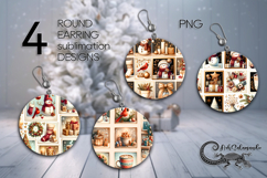 Retro Snowman | Xmas Round earring Sublimation designs PLUS2 Product Image 1