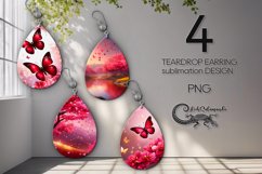 Sakura | 4 flowers Teardrop earring sublimation designs Product Image 1