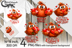 Cute chicken &amp; love | 4 funny PNG Sublimation designs Product Image 1