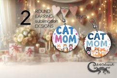 Cat lovers | Cartoon style Round earring sublimation PL2 Product Image 1