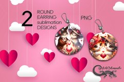 Valentine cat | 2 Sublimation round earring designs2 Product Image 1