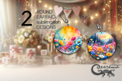Vintage flowers | Round earring sublimation design PL2 Product Image 1