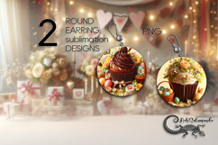 Easter cake | 2 spring Round Earring Sublimation designs P2 Product Image 1