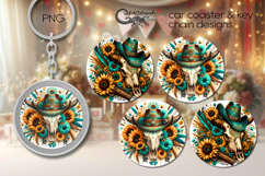 Western skulls | american coaster &amp; key chain design PL2 Product Image 1
