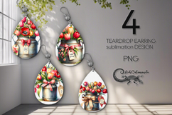 Spring Flowers | 4 Sublimation Teardrop Earring designs P2 Product Image 1