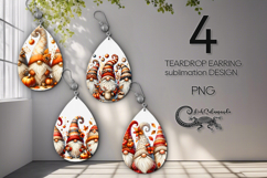 Autumn gnome | 4 Teardrop earring sublimation designs P2 Product Image 1