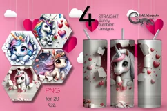 Valentine animals | 4 unicorn Skinny tumbler designs Product Image 1