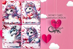 Valentine animals | 4 Money Card unicorn Sublimation designs Product Image 1