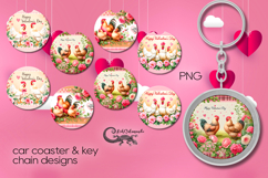 Valentine farm | 4 car coaster &amp; 4 key chain designs Product Image 1