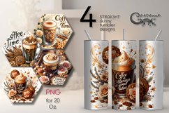 Watercolor Coffee | 4 Sublimation Tumbler Designs PL2 Product Image 1