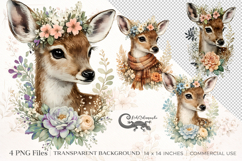 Deer Watercolor Clipart set | 4 PNG sublimation designs Product Image 1