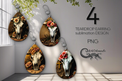 Halloween cow | 4 Teardrop Earring Sublimation designs PL2 Product Image 1