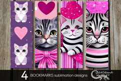 Valentine cat | cute bookmarks sublimation design PL2 Product Image 1