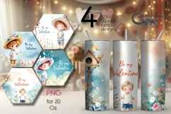 Be my Valentine | 4 boy Skinny Tumbler Sublimation Designs Product Image 1