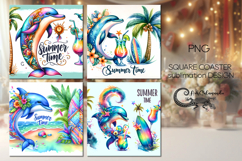 Beach, summer time | square coaster sublimation design PL2 Product Image 1