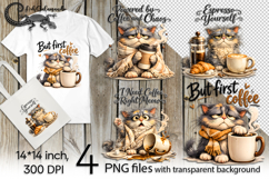 Coffee cat | 4 funny PNG Sublimation designs P Product Image 1