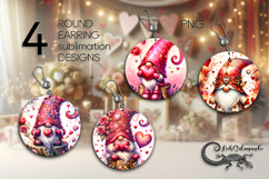 Valentine gnome | 4 round earring Sublimation designs P2 Product Image 1
