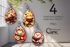 Coffee is my love | Teardrop earring Sublimation design PL2 Product Image 1