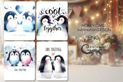Valentine penguins | 4 Money Card unicorn Sublimation design Product Image 1