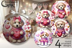 Valentine puppy | love round ornaments sublimation Product Image 1