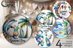 Beach, summer time | round ornaments sublimation design P2 Product Image 1
