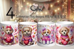 Valentine animals | 4 cute puppy mug sublimation designs Product Image 1