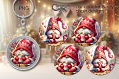Valentine gnome | coaster &amp; key chain sublumation design PL2 Product Image 1