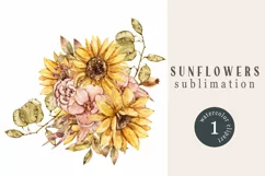 Sunflower bouquet sublimation. Wedding bouquet clipart Product Image 1