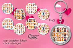 Valentine dogs | love 4 car coaster &amp; 4 key chain designs Product Image 1