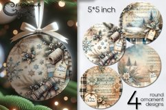 Vintage Christmas | 4 Xmas round ornaments sublimation PL2 Product Image 1