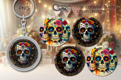 Sugar Skulls | Halloween Car coaster &amp; key chain designs PL2 Product Image 1