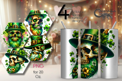 St. Patrick's day skull | 4 tumbler sublimation designs PL2 Product Image 1
