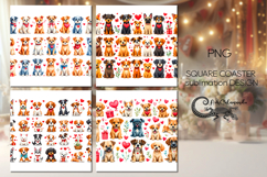 Valentine Dog | 4 love square coaster sublimation designs Product Image 1