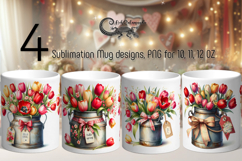 Watercolor Hello Spring | 4 Flower Sublimation Mug designs P Product Image 1