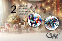 Funny animals | Cartoon Round earring sublimation design P2 Product Image 1