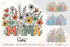 Mama floral clipart bundle | 4 PNG sublimation designs Product Image 1