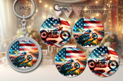 Motorcycle patriot | Bike Car coaster &amp; key chain design PL2 Product Image 1