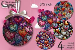 Valentine hearts | round ornaments sublimation design PL2 Product Image 1