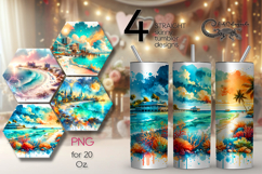 BeachLife | 4 summer Skinny Tumbler Sublimation designs PL2 Product Image 1