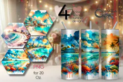 BeachLife | 4 summer Skinny Tumbler Sublimation designs PL2 Product Image 1