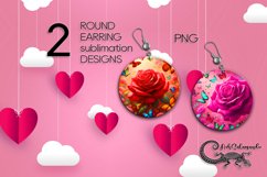 Watercolor Roses | Round earring sublimation design2 Product Image 1