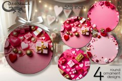 Valentine hearts | pink round ornaments sublimation design Product Image 1