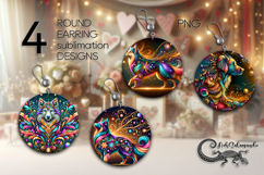 Fantasy dogs | Cartoon style Round earring sublimation PL Product Image 1
