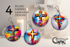 Christian Cross | faith Sublimation Round Earring design P2 Product Image 1