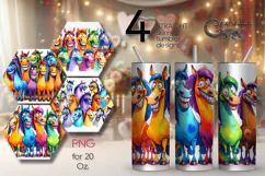 Funny horses | 4 skinny tumbler Sublimation designs P2 Product Image 1